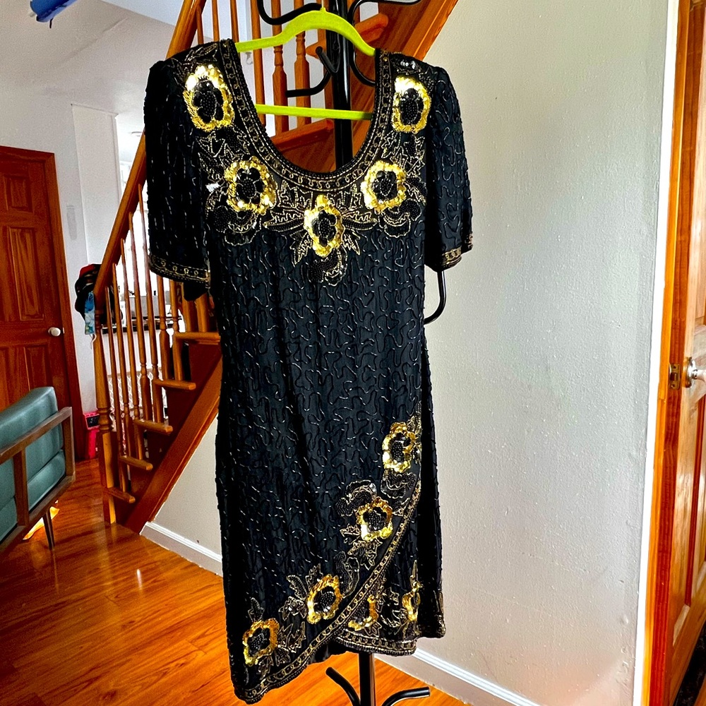 Laurence KAZAR. Vinatge beaded cocktail dress.